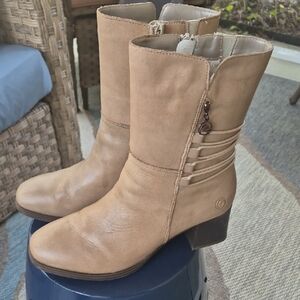 Remonte Women's Beige Tan Mid-Calf Block Heel Boots 40 Size 9